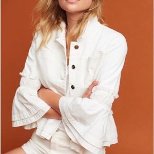 Anthropology Pilcro and the letterpress white jean jacket
